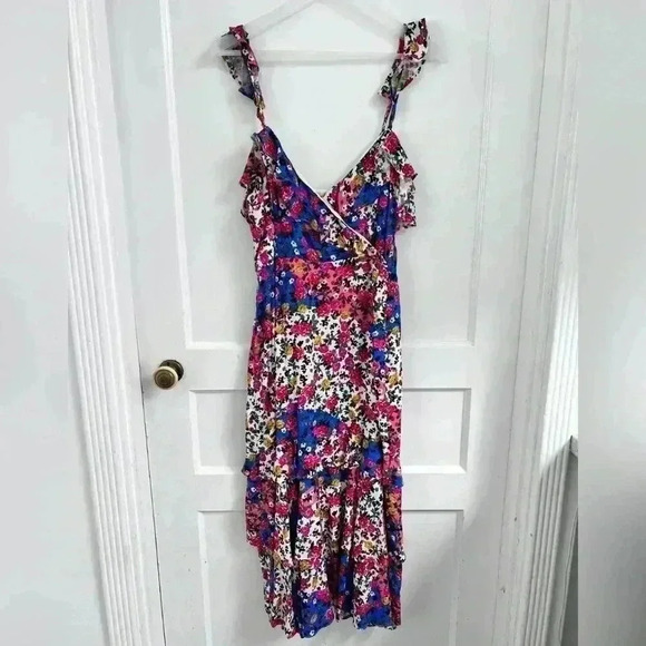 Majorelle Nolita Ruffle Floral Midi Dress in Patchwork Multi LIKE NEW - Picture 1 of 6